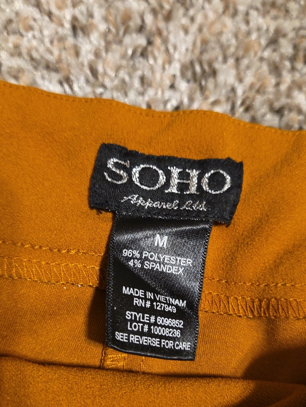 Soho Apparel Mustard Pull On Straifht Leg Pant - Picture 3 of 7